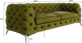 Divano verde con rivestimento in velluto 225 cm Chelsea – Ropez