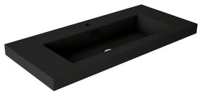 Lavabo da incasso con bordo a vista d'appoggio bacino al centro rettangolare Nantes L 101 x H 6 x P 46 cm in resina nero