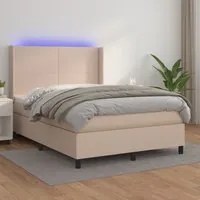 Giroletto Molle Materasso e LED Cappuccino 140x200cm Similpelle 3139270