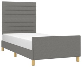 Giroletto con testiera grigio scuro 90x190 cm in tessuto