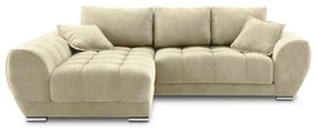 Divano letto angolare beige con rivestimento in velluto, angolo sinistro Nuage - Windsor &amp; Co Sofas