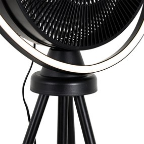 Ventilatore da pavimento a treppiede nero con LED dimmerabile 3 livelli regolabile - Marleen