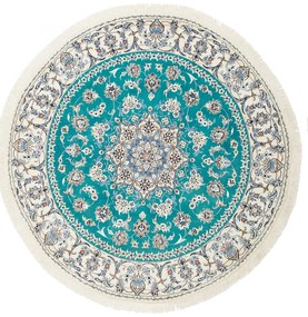Nain Tappeto 200x200 Verde (Iran) Annodato A Mano