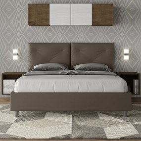 Letto senza rete imbottito 160x210 similpelle cappuccino Appia