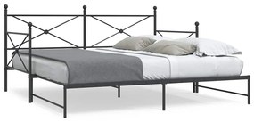 Divano Letto Estraibile Senza Materasso Nero 100x190 Cm Acciaio /