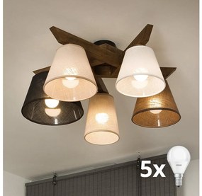 Brilagi - Lampadario LED ANTHONY 5xE14/40W/230V rovere noce