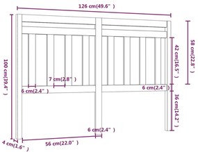 Testiera per Letto 126x4x100 cm in Legno Massello di Pino