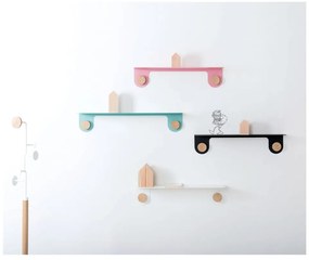 Mensola a muro in acciaio verde con dettaglio in legno di quercia con 2 ganci , lunghezza 70 cm Hook - Gazzda