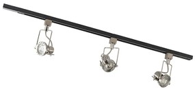 Sistema a binario con 3 faretti monofase nero con acciaio - Suplux