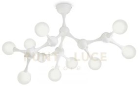 Nodi lampadario da soffitto in metallo e vetro bianco finitura crom...