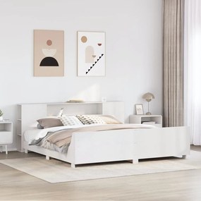Giroletto Senza Materasso Bianco 200x200 Cm Legno Massello Pino /
