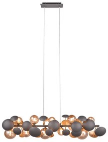 Lampada a sospensione con paralume in vetro grigio-oro Bubble - Trio Select