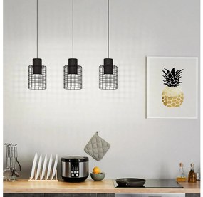 Eglo 43626 - Lampadario su corda MILLIGAN 3xE27/40W/230V nero
