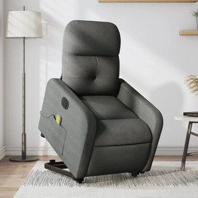 Poltrona Alzapersona Massaggi Elettrica Grigio Scuro Tessuto /