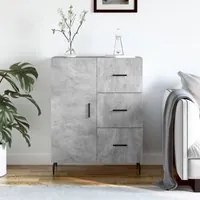 Credenza Grigio Cemento 69,5x34x90 cm in Legno Multistrato 827936