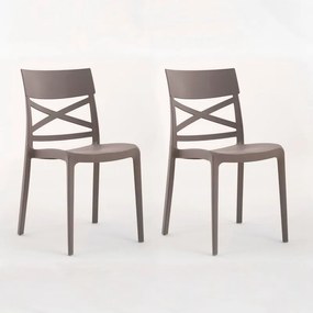 Sedia da giardino London Cross NEW GARDEN grigio perla, set da 2 pezzi