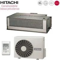 Climatizzatore Condizionatore Hitachi Inverter Canalizzato Bassa Prevalenza 12000 Btu RAD-35RPE R-32 Wi-Fi Optional con Comando a Parete - Novit