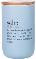 Barattolo sale scritta azzurro con coperchio bambù Victionary