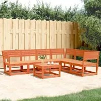 Set Divani da Giardino 6 pz Marrone Cera Legno Massello Pino 3217017