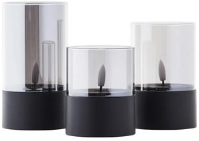 Brilliant - Set di 3 candele LED BOUGIE LED/2xAA IP44 nero/fumé