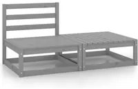 Set Divani da Giardino 2 pz Grigio in Legno Massello di Pino cod mxl 35562