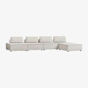 Divano Chaise Longue Modulare 5 Pezzi In Tessuto Vermont Tessuto Beige Crema - Sklum