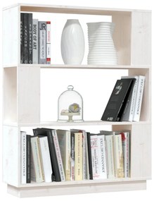 Libreria/divisorio bianco 80x25x101 cm legno massello di pino