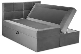 Letto boxspring grigio con contenitore 200x200 cm Mimicry - Mazzini Beds