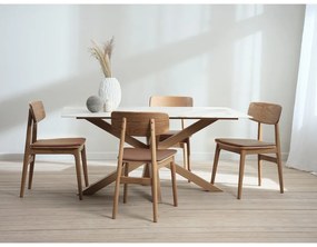 Sedia da pranzo in similpelle in colore marrone cognac-naturale Livo - Unique Furniture