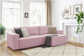 Divano letto a coste rosa ad angolo variabile Nihad - Bobochic Paris