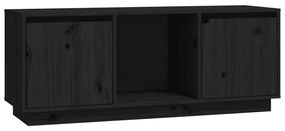 Mobile porta tv nero 110,5x35x44 cm in legno massello di pino