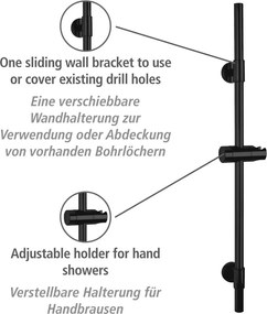 Asta doccia a parete in acciaio inox nero 66 cm Basic - Wenko