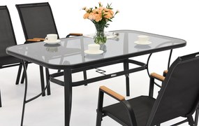 Mobili da giardino in metallo Modena/Bitonto Wood per 4 persone Garden Point nero