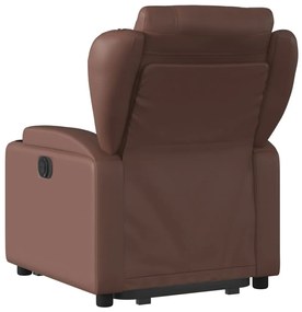 Poltrona alzapersona reclinabile marrone in similpelle