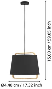 Eglo 390185 - Lampadario a sospensione con filo CAMALOZA 1xE27/40W/230V nero