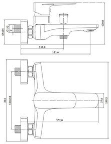 Cersanit S951-377 - Rubinetto vasca da bagno LARGA cromo lucido