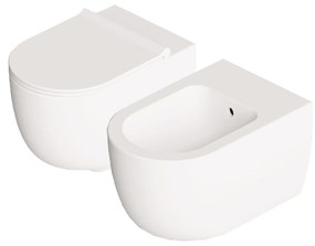 Coppia Di Sanitari Sospesi Senza Brida Alice Ceramica "Unica 55" Bianco Opaco