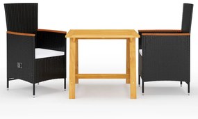 Set Mobili Da Pranzo Per Giardino 3 Pz Nero /