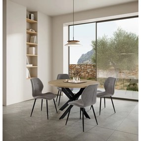 Sedie da pranzo in set grigio chiaro in imbottito 4 pz Ansu – Marckeric