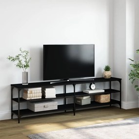 Mobile porta tv nero 180x30x50cm in legno multistrato e metallo