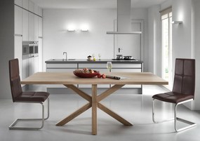 Kave Home - Tavolo Argo di melammina con finitura naturale e gambe in acciaio effetto legno 180 x 100