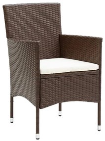 Set bistrot giardino 5 pz polyrattan e vetro temperato marrone