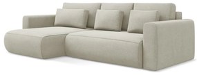 Divano angolare beige allungabile/con contenitore (con penisola a sinistra/con chaise lounge) Kapua – Makamii