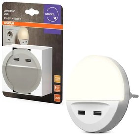Osram - Lampada notturna LED da spina con sensore LUNETTA 2xUSB LED/13W/230V