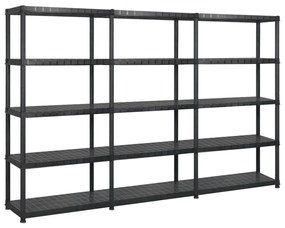 Scaffale A 5 Ripiani Nero 255x40x185 Cm İn Plastica /