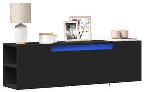 Mobile Tv A Parete Con Luci Led Nero 135x31x39,5 Cm /