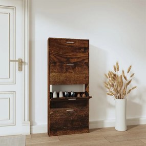 Scarpiera Rovere Fumo 59x17x150 Cm İn Legno Multistrato /