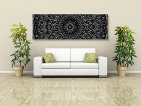 Quadro su tela – Mandala in stile vintage in bianco e nero