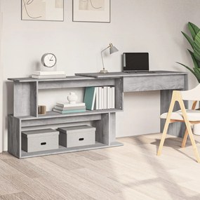 Scrivania angolare grigio sonoma 200x50x76 cm legno multistrato