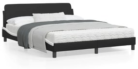 Giroletto Con Testiera Nero E Bianco 160x200 Cm İn Similpelle /